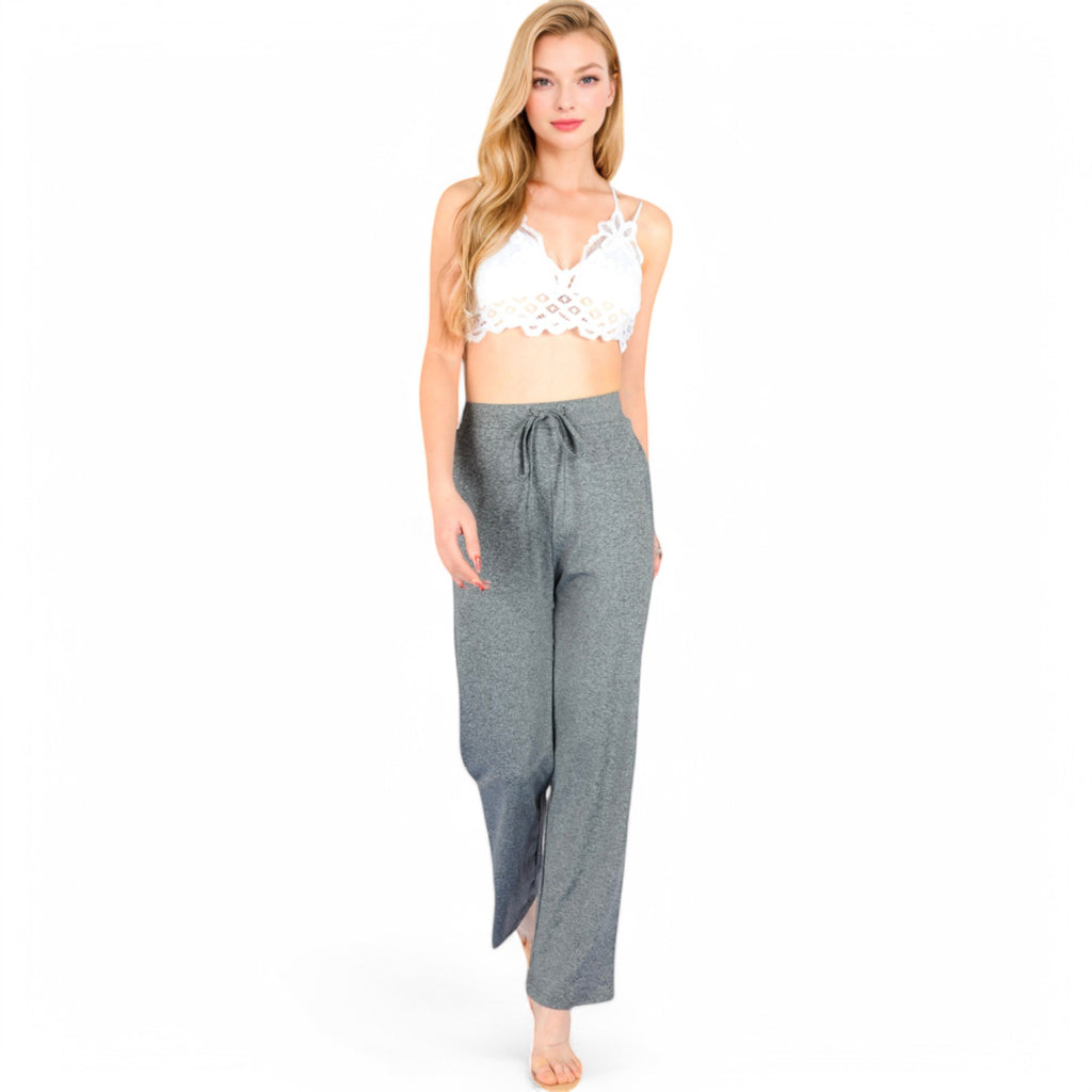 Anna-Kaci Women's High Waist Wide Leg Lounge Pants with Drawstring