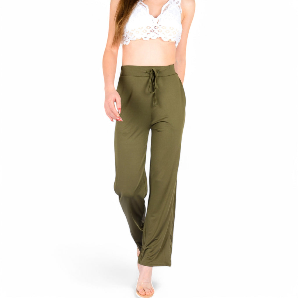 Anna-Kaci Women's High Waist Wide Leg Lounge Pants with Drawstring