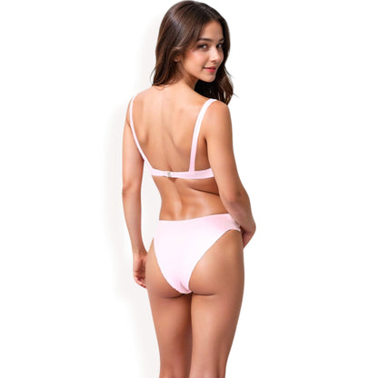 Anna-Kaci Women's Ribbed Underwire Bikini Set with Adjustable Straps and High-Cut Bottom