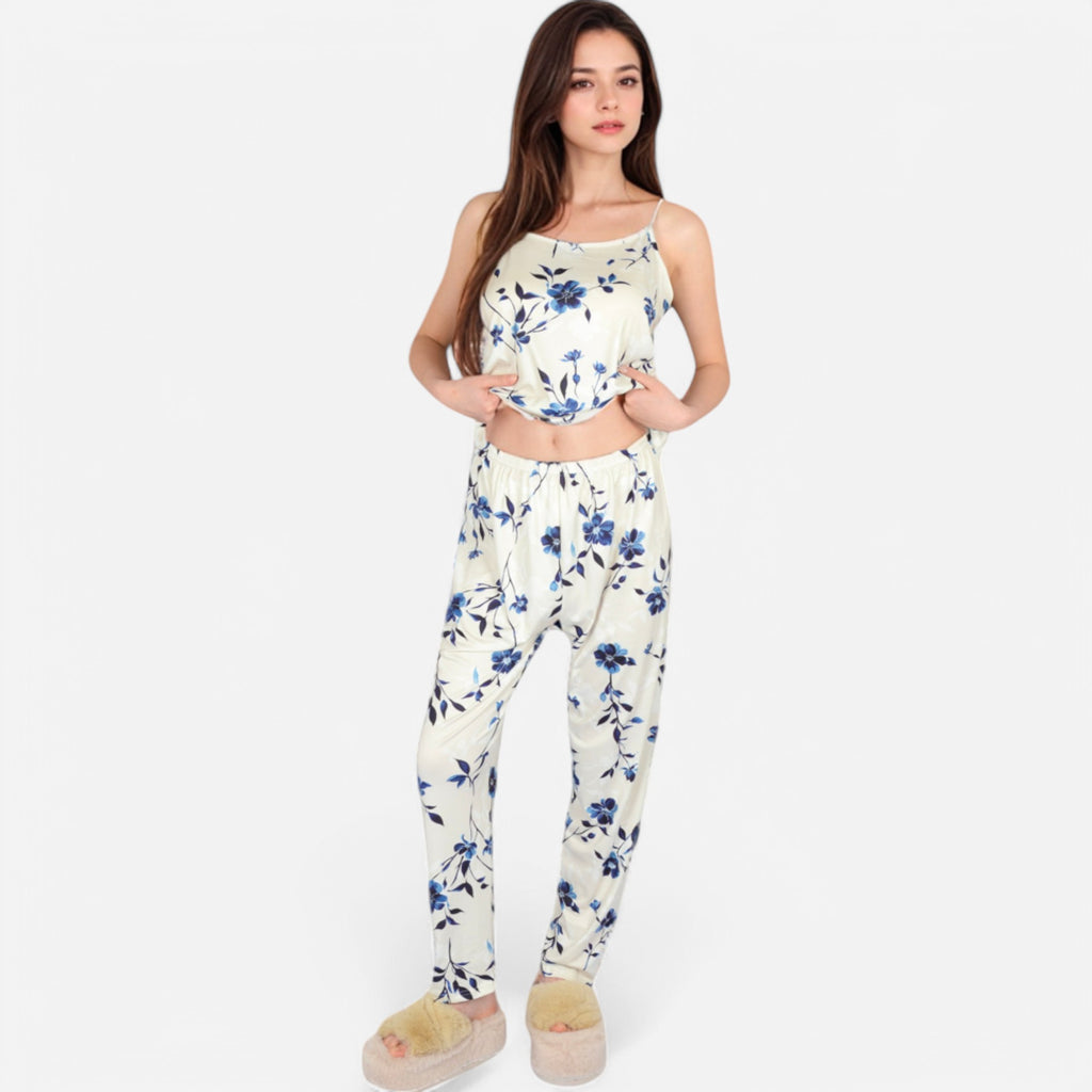Anna-Kaci Lounge Women's Floral Print 3-Piece Pajama Set with Long Cardigan and Elastic Waist Pants