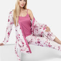 Anna-Kaci Lounge Women's Floral Print 3-Piece Pajama Set with Long Cardigan and Elastic Waist Pants
