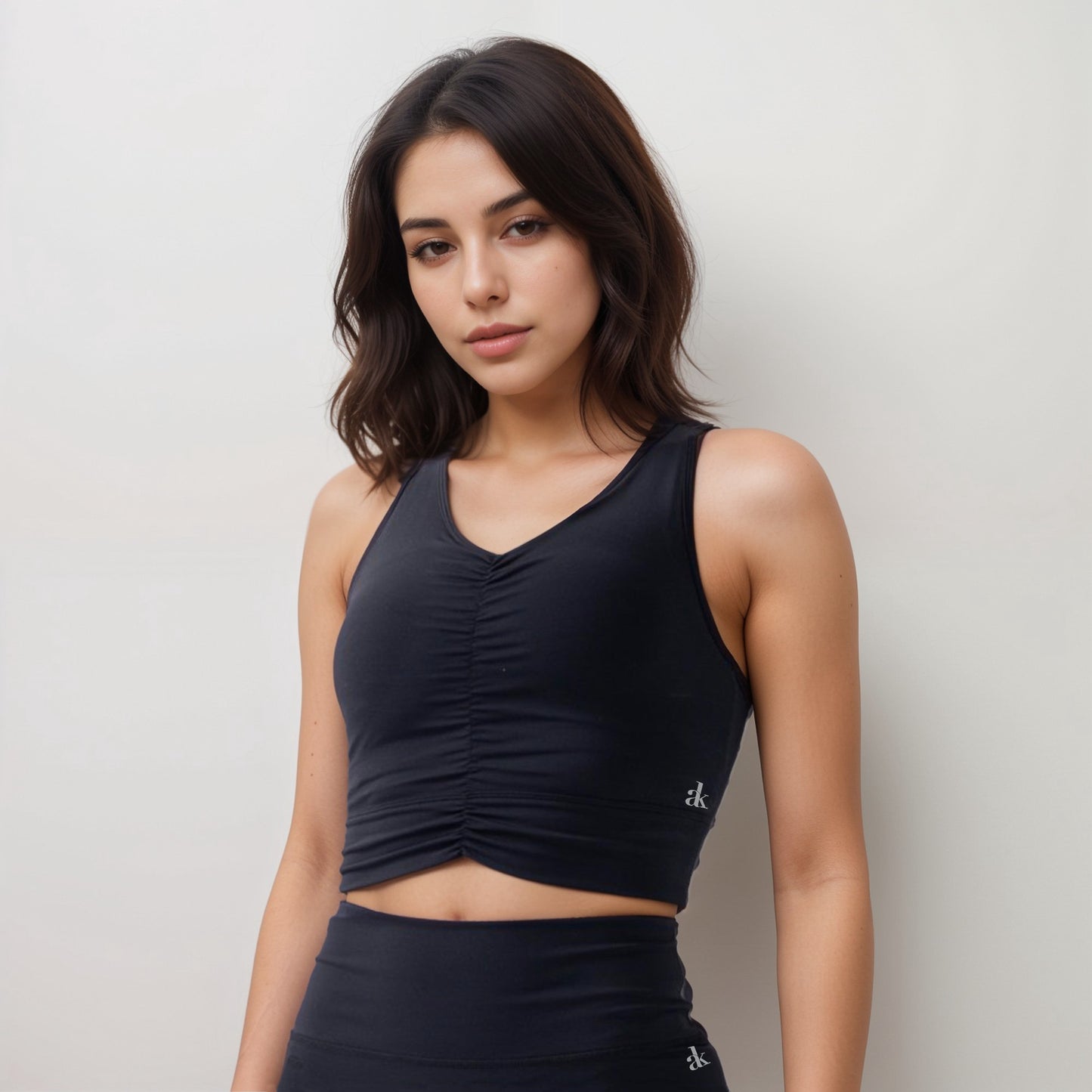 Anna-Kaci Active Women's Ruched Front Sports Tank with Stretchy Shoulder Straps