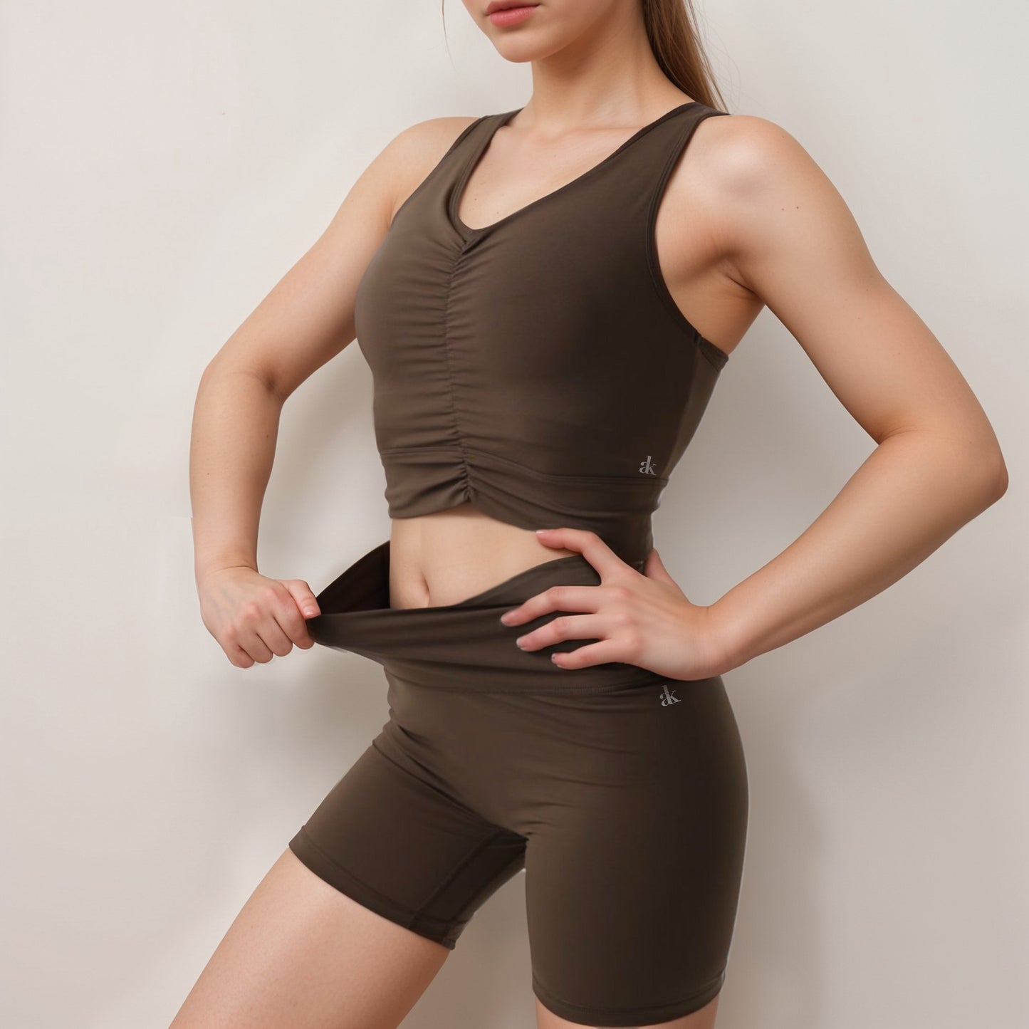 Anna-Kaci Active Women's Ruched Front Sports Tank with Stretchy Shoulder Straps