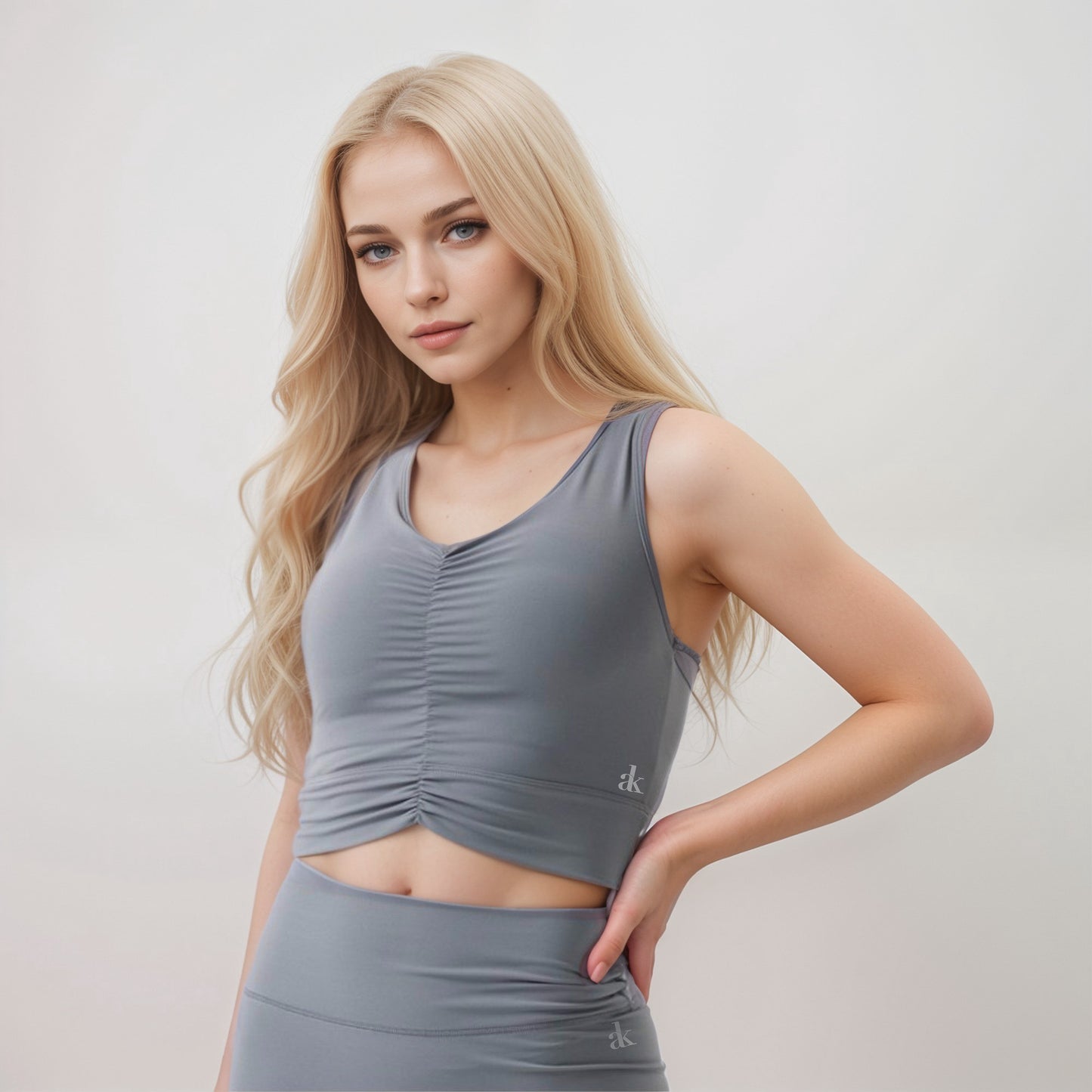 Anna-Kaci Active Women's Ruched Front Sports Tank with Stretchy Shoulder Straps