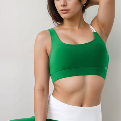 Anna-Kaci Women's Scoop Neck Sports Bra with Double Strap Design