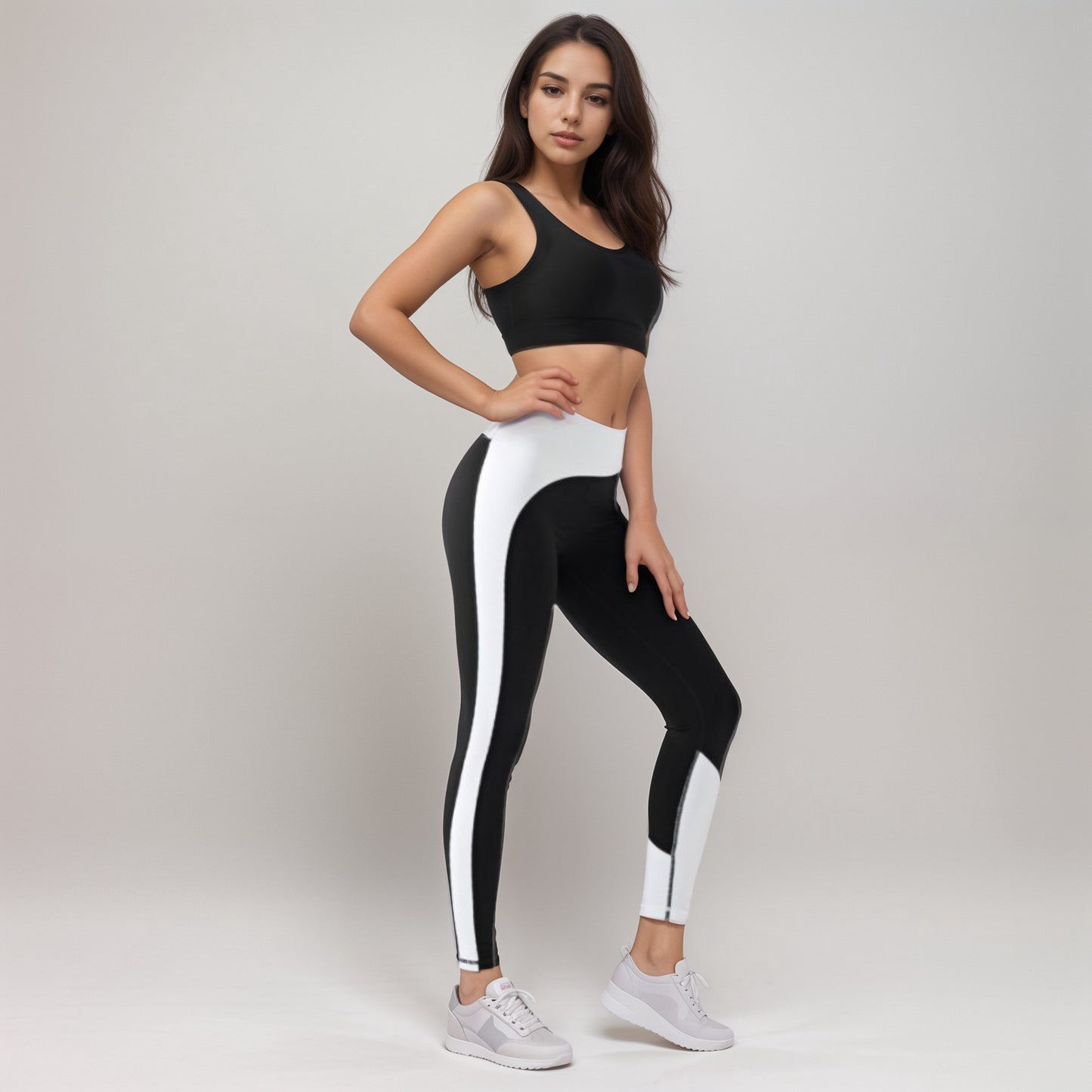 Anna-Kaci Active Women's High Waist Color Block Leggings with Contrast Panel Design