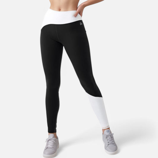 Anna-Kaci Active Women's High Waist Color Block Leggings with Contrast Panel Design