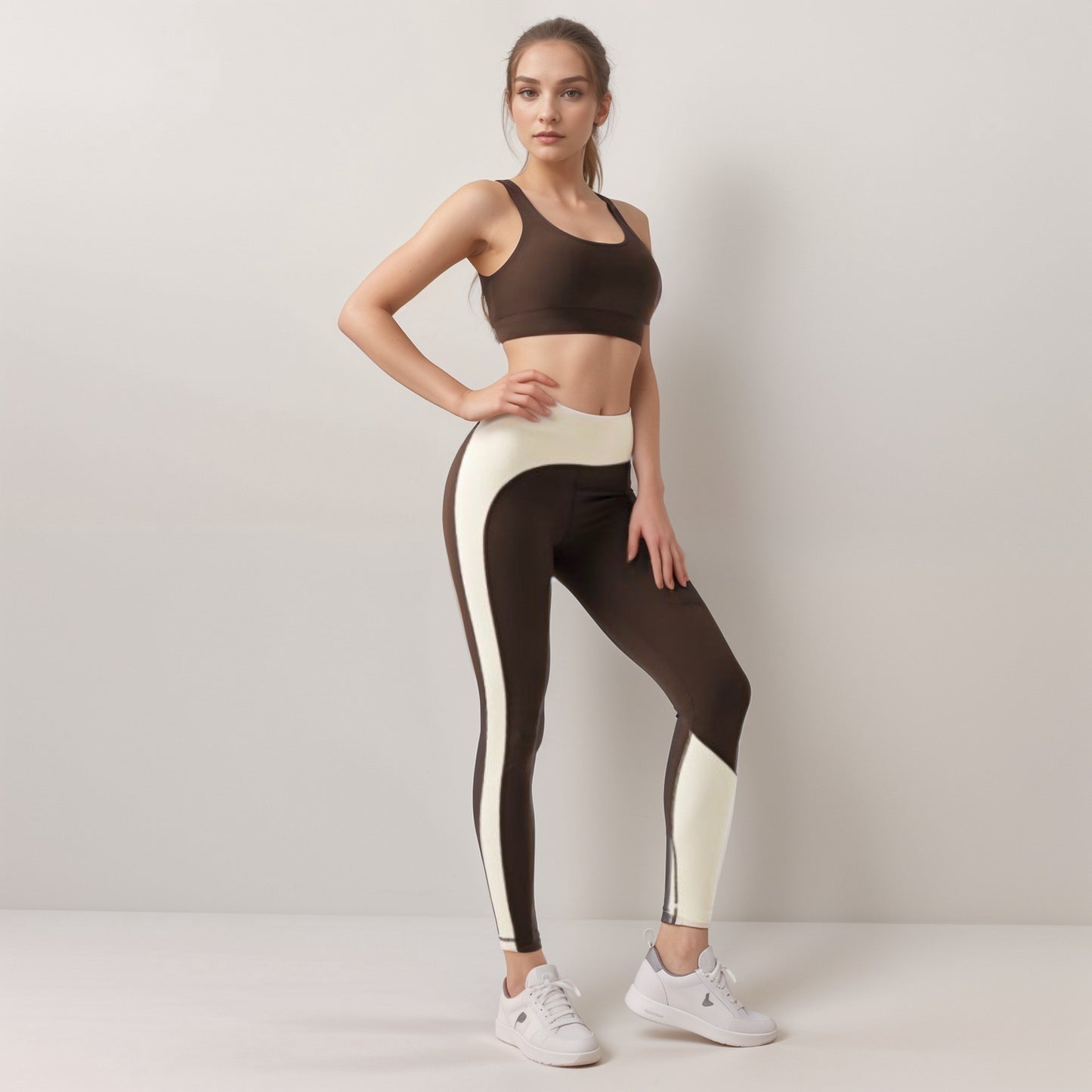 Anna-Kaci Active Women's High Waist Color Block Leggings with Contrast Panel Design