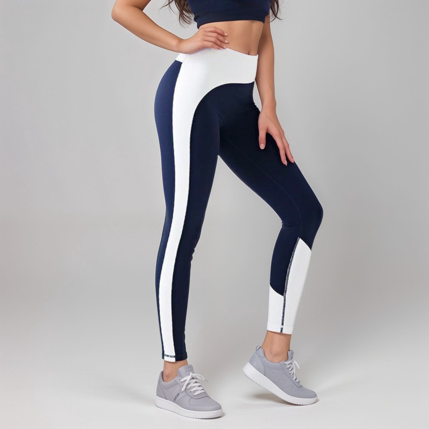 Anna-Kaci Active Women's High Waist Color Block Leggings with Contrast Panel Design
