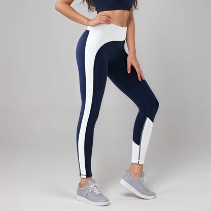 Anna-Kaci Active Women's High Waist Color Block Leggings with Contrast Panel Design