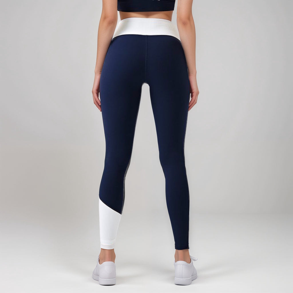 Anna-Kaci Active Women's High Waist Color Block Leggings with Contrast Panel Design