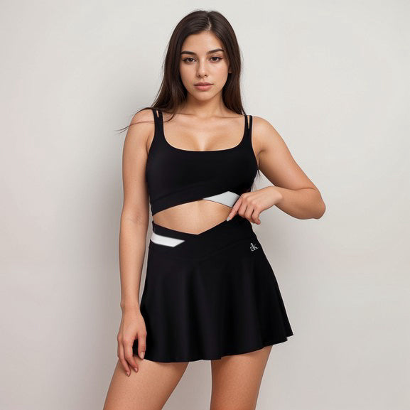 Anna-Kaci Active Women's Athletic Skort with Contrast Waistband and Flowing A-Line Design