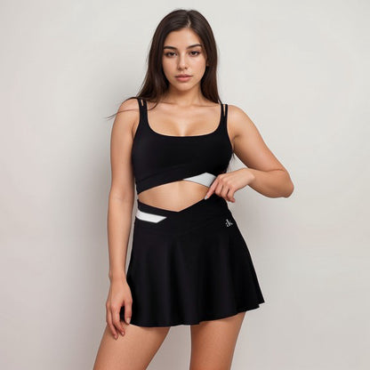 Anna-Kaci Active Women's Athletic Skort with Contrast Waistband and Flowing A-Line Design