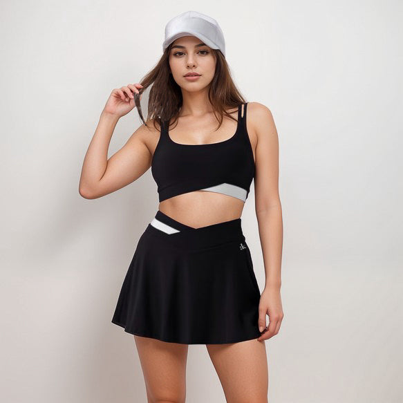 Anna-Kaci Active Women's Athletic Skort with Contrast Waistband and Flowing A-Line Design