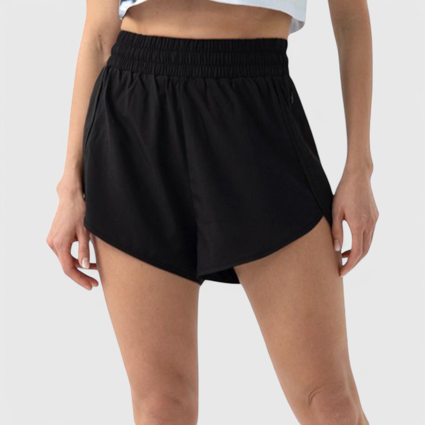Anna-Kaci Active Women's High Waist Athletic Running Shorts with Curved Hem