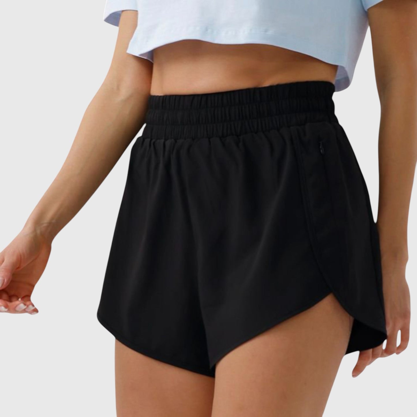 Anna-Kaci Active Women's High Waist Athletic Running Shorts with Curved Hem