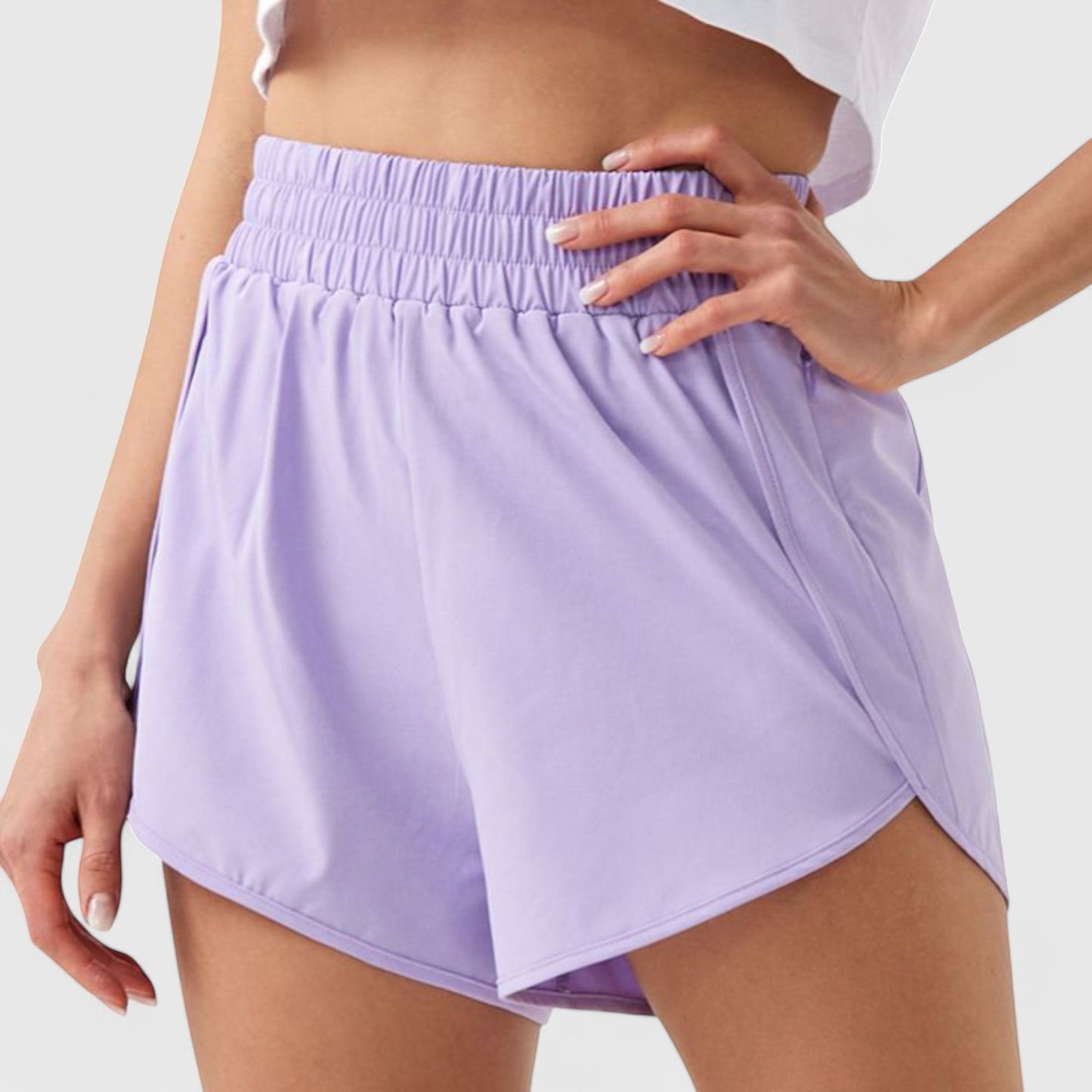 Anna-Kaci Active Women's High Waist Athletic Running Shorts with Curved Hem