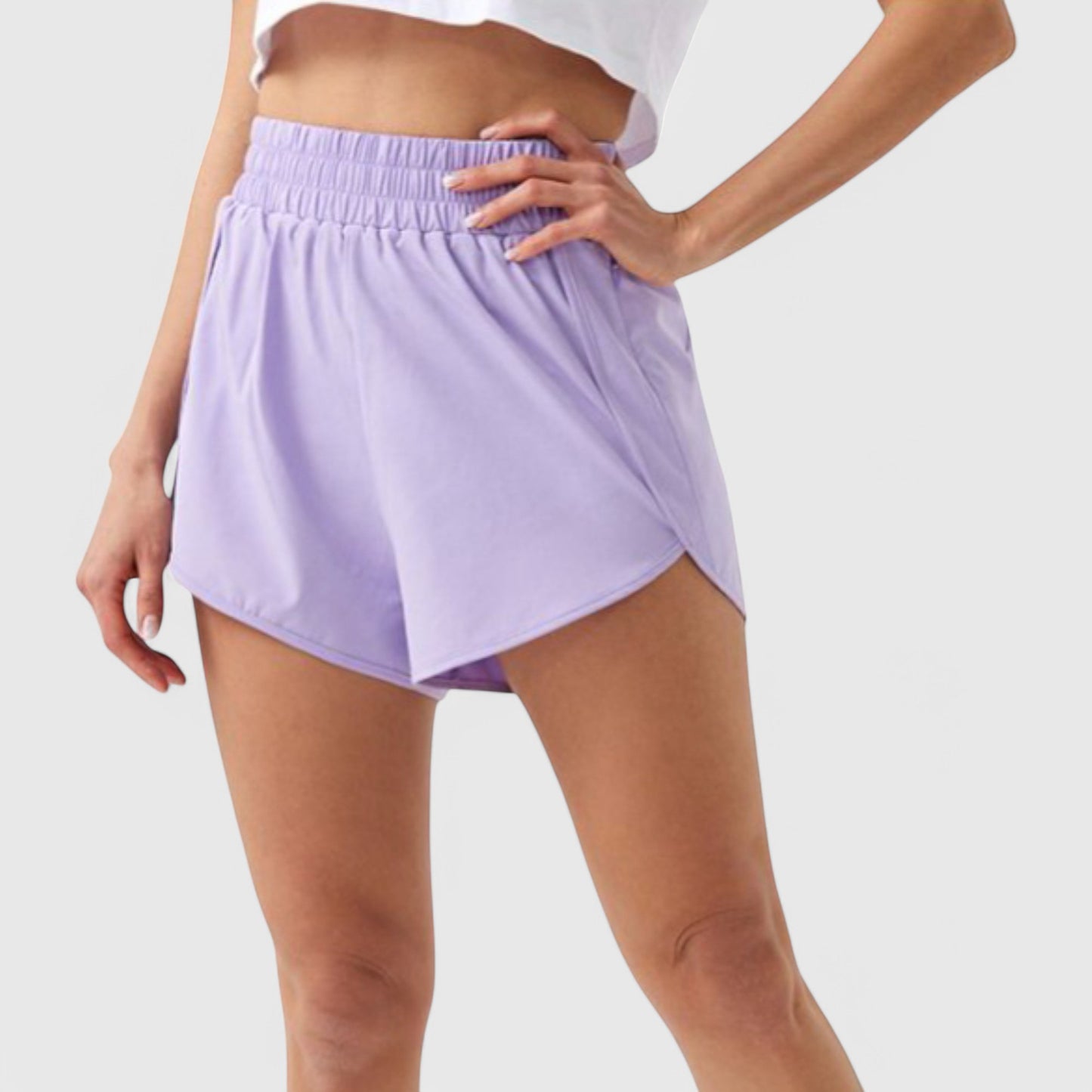 Anna-Kaci Active Women's High Waist Athletic Running Shorts with Curved Hem