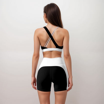 Anna-Kaci Active Women's High Waist Color Block Biker Shorts