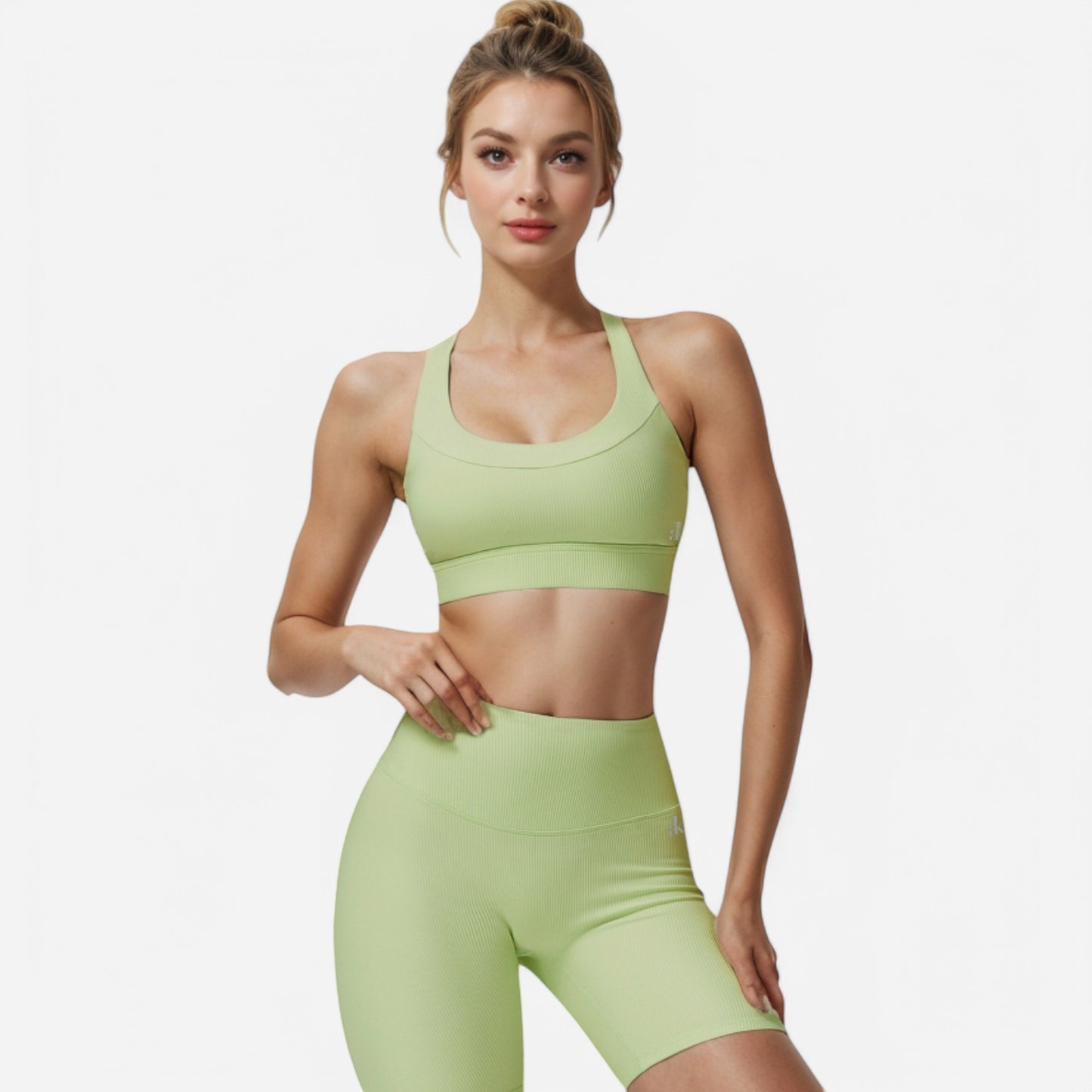 Anna-Kaci Women's Ribbed Scoop Neck Sports Bra with Wide Straps