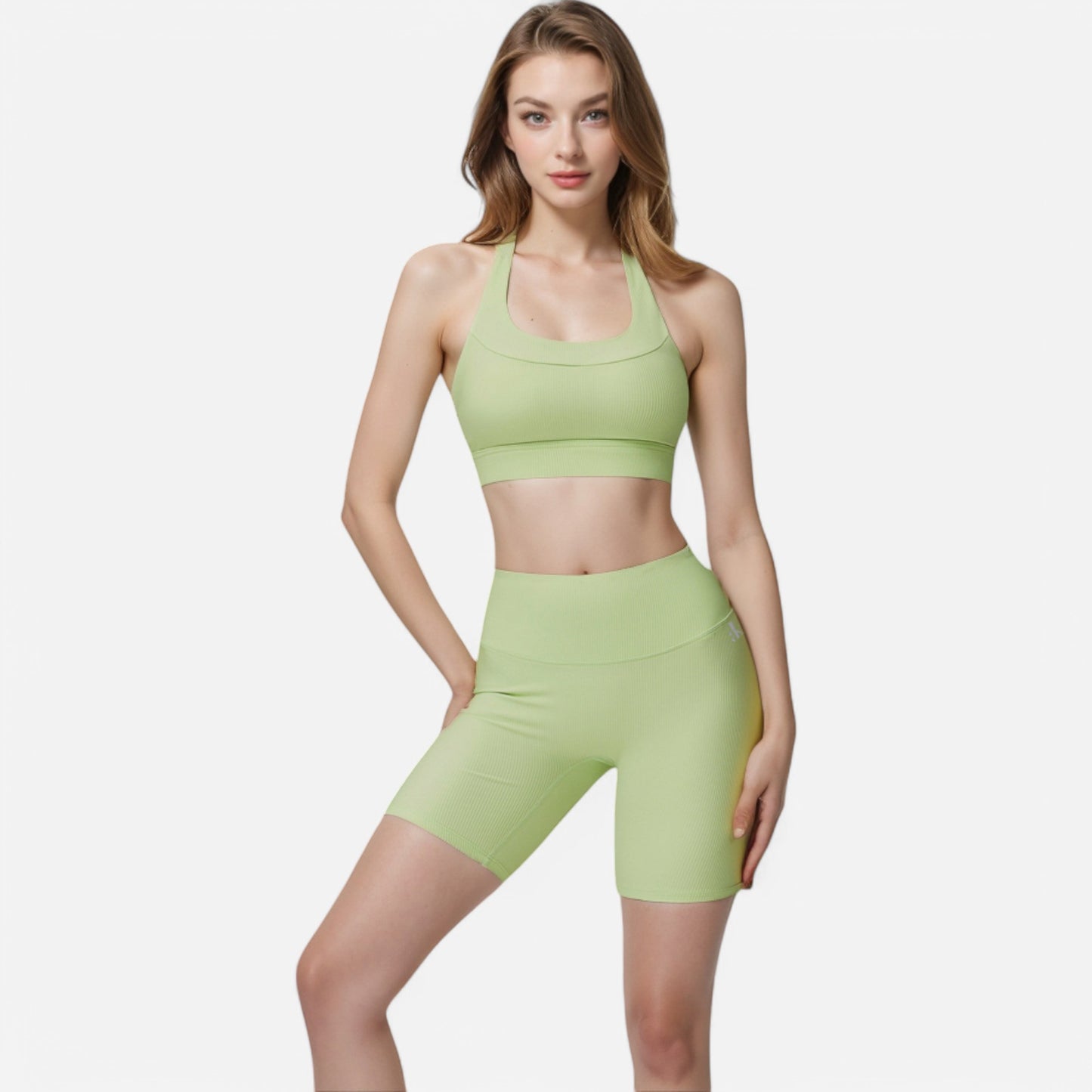 Anna-Kaci Women's Ribbed Scoop Neck Sports Bra with Wide Straps