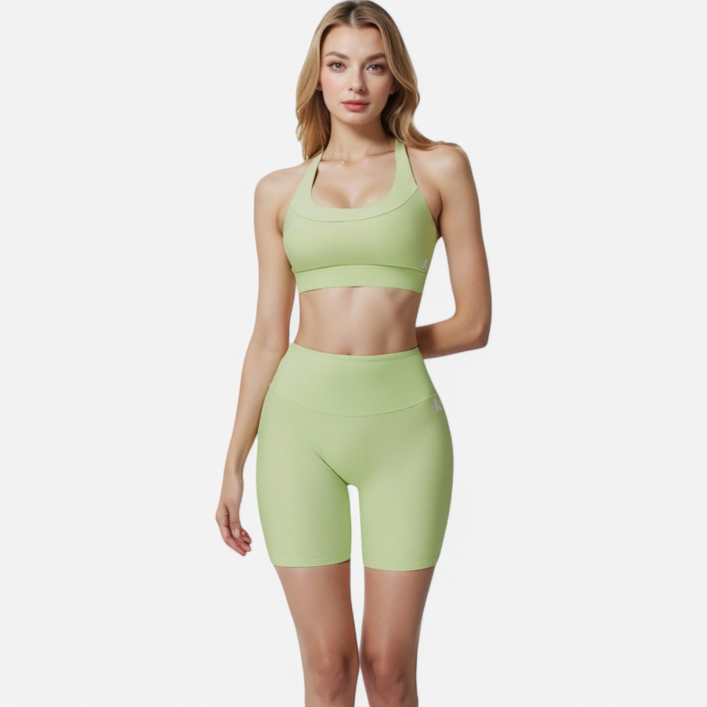 Anna-Kaci Women's Ribbed Scoop Neck Sports Bra with Wide Straps