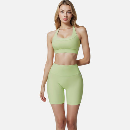 Anna-Kaci Women's Ribbed Scoop Neck Sports Bra with Wide Straps