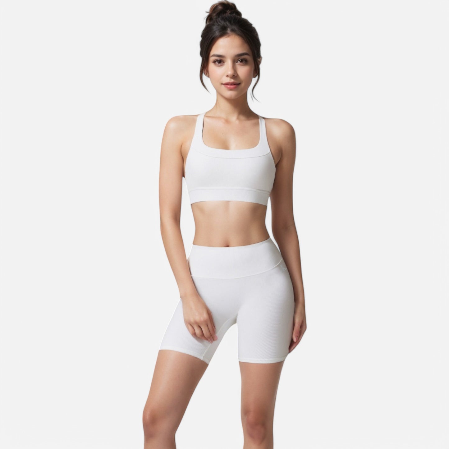 Anna-Kaci Women's Ribbed Scoop Neck Sports Bra with Wide Straps