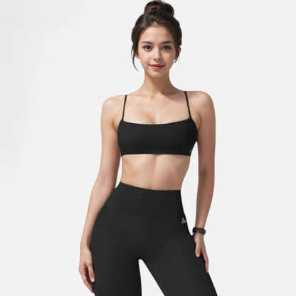 Anna-Kaci Women's Asymmetrical Neck Sports Bra with Thin Straps