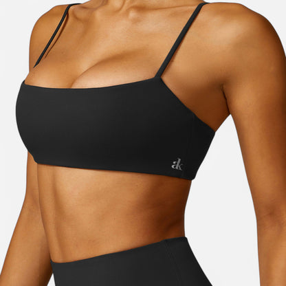 Anna-Kaci Women's Asymmetrical Neck Sports Bra with Thin Straps