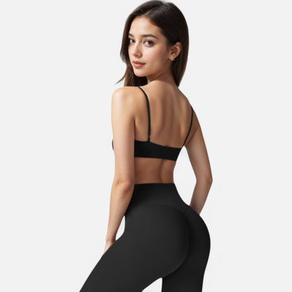 Anna-Kaci Women's Asymmetrical Neck Sports Bra with Thin Straps