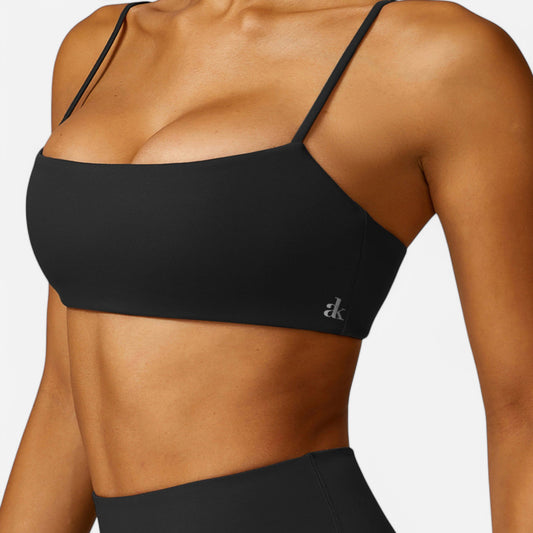 Anna-Kaci Women's Asymmetrical Neck Sports Bra with Thin Straps