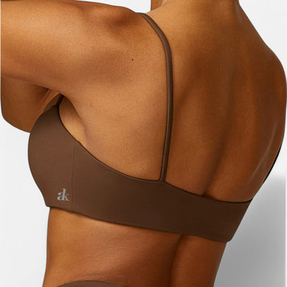 Anna-Kaci Women's Asymmetrical Neck Sports Bra with Thin Straps