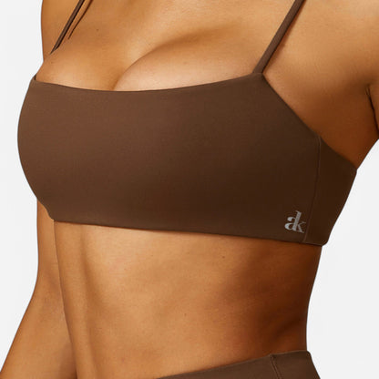 Anna-Kaci Women's Asymmetrical Neck Sports Bra with Thin Straps