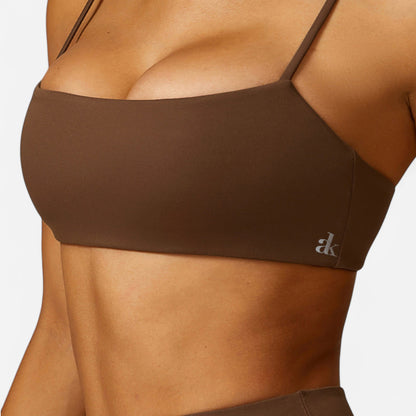 Anna-Kaci Women's Asymmetrical Neck Sports Bra with Thin Straps