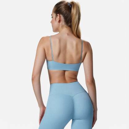 Anna-Kaci Women's Asymmetrical Neck Sports Bra with Thin Straps