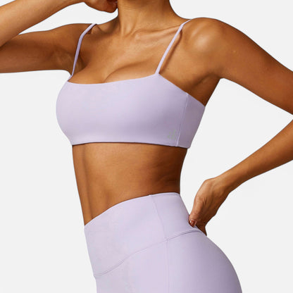 Anna-Kaci Women's Asymmetrical Neck Sports Bra with Thin Straps