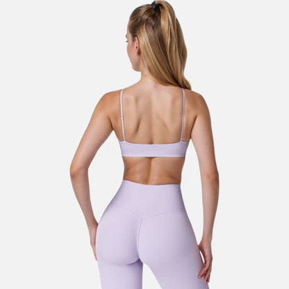 Anna-Kaci Women's Asymmetrical Neck Sports Bra with Thin Straps