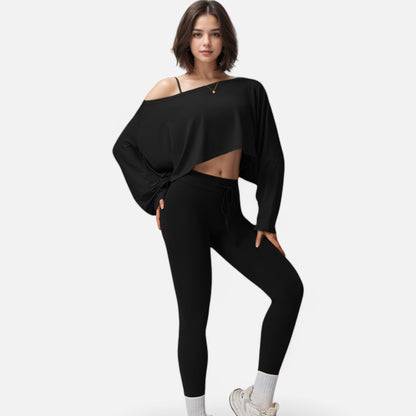 Anna-Kaci Women's Cropped Long Sleeve Pullover with Wide Boat Neck