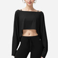 Anna-Kaci Women's Cropped Long Sleeve Pullover with Wide Boat Neck