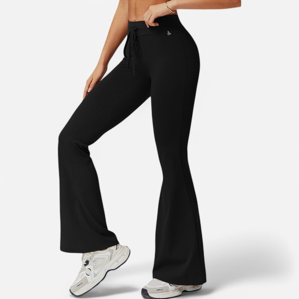 Anna-Kaci Women's High Waist Flare Athletic Pants with Drawstring Waist