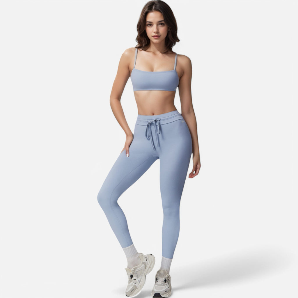 Anna-Kaci Women's High Waist Drawstring Leggings with Stretchy Fit