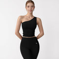 Anna-Kaci Active Women's One Shoulder Cropped Active Tank Top with Asymmetrical Neckline
