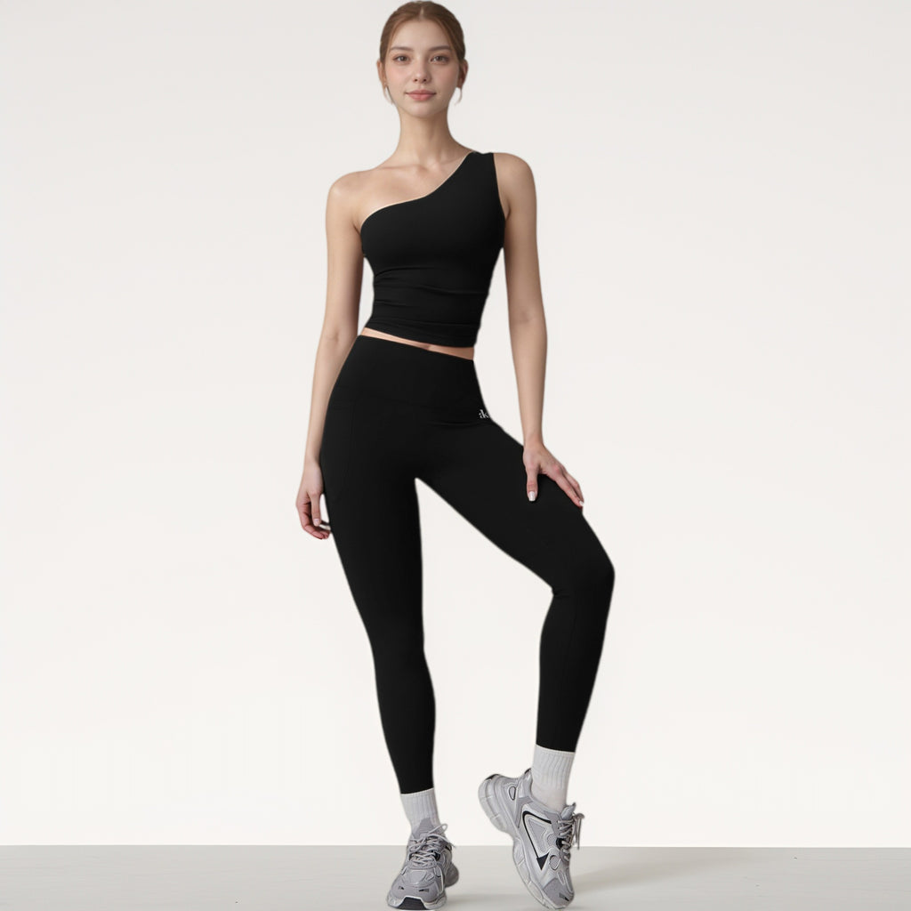 Anna-Kaci Active Women's One Shoulder Cropped Active Tank Top with Asymmetrical Neckline
