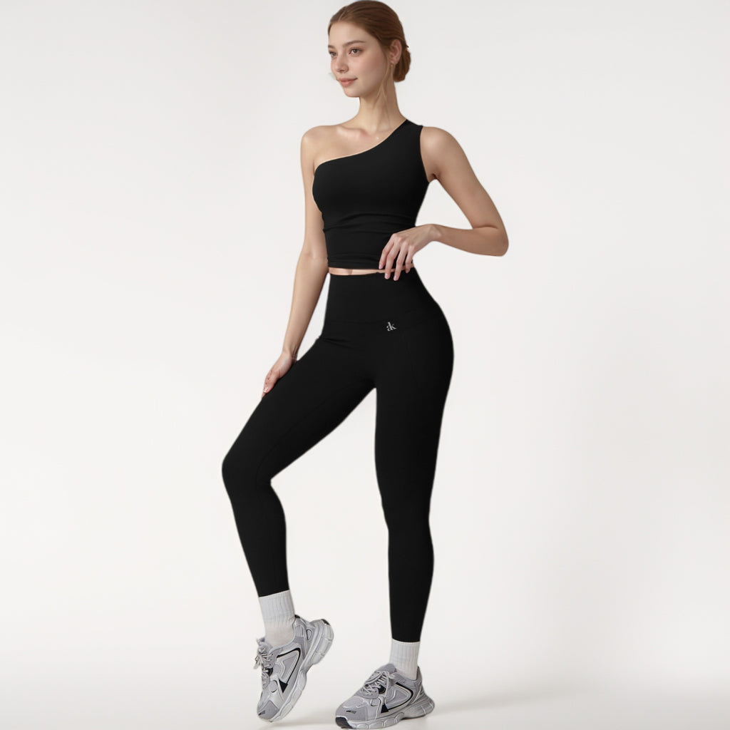 Anna-Kaci Active Women's One Shoulder Cropped Active Tank Top with Asymmetrical Neckline