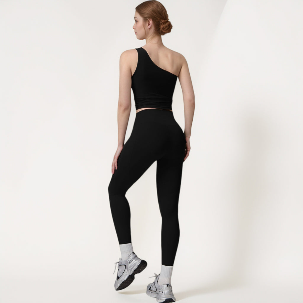Anna-Kaci Active Women's One Shoulder Cropped Active Tank Top with Asymmetrical Neckline