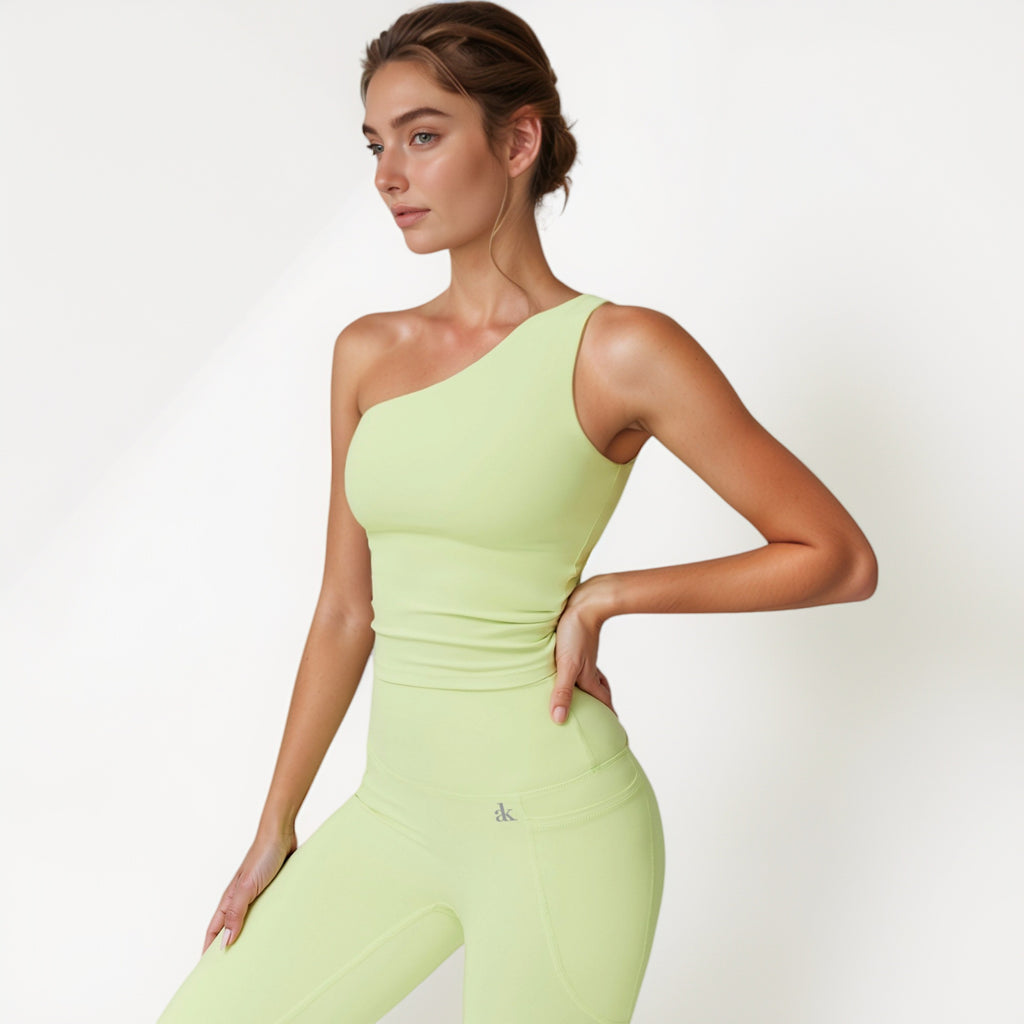 Anna-Kaci Active Women's One Shoulder Cropped Active Tank Top with Asymmetrical Neckline