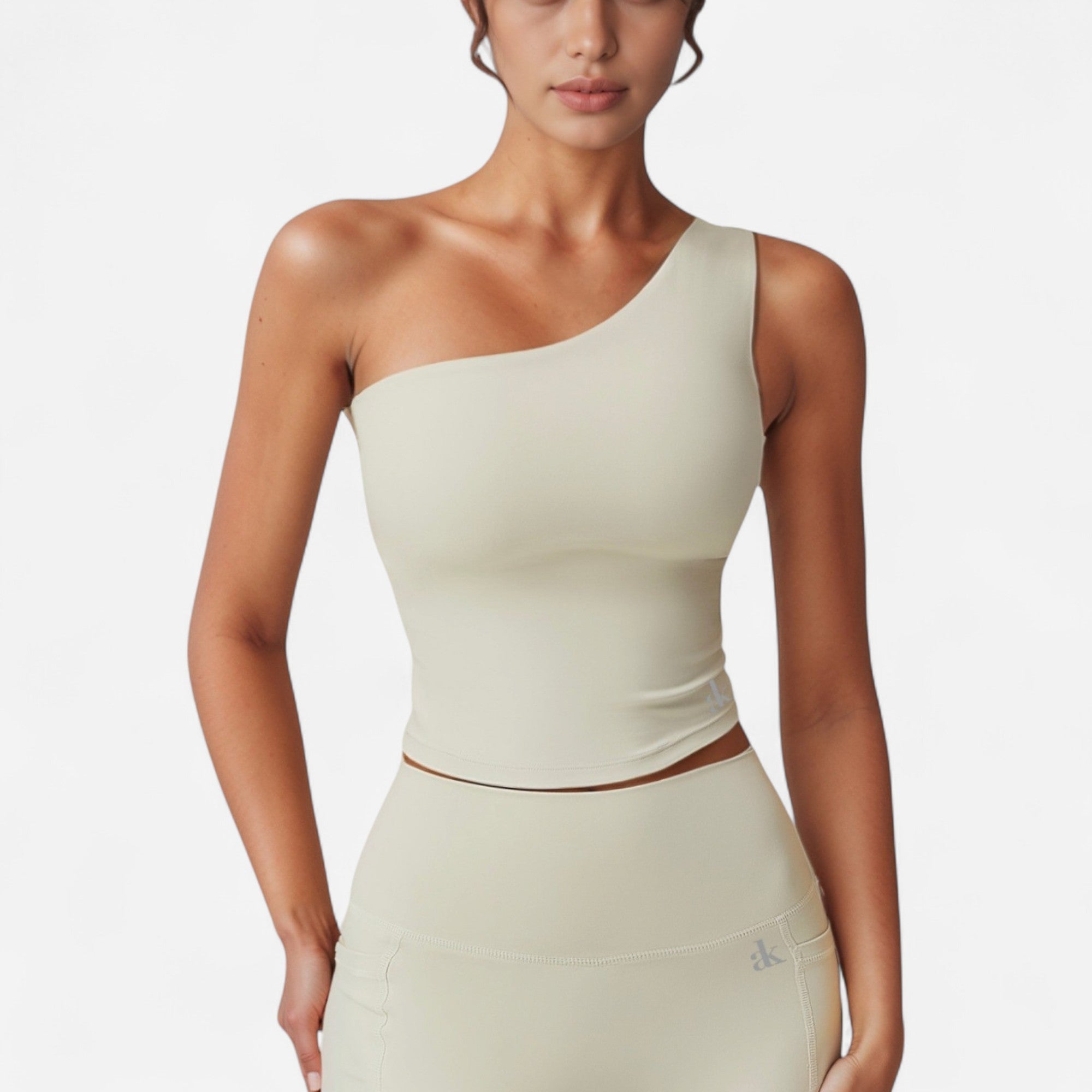 Anna-Kaci Active Women's One Shoulder Cropped Active Tank Top with Asymmetrical Neckline