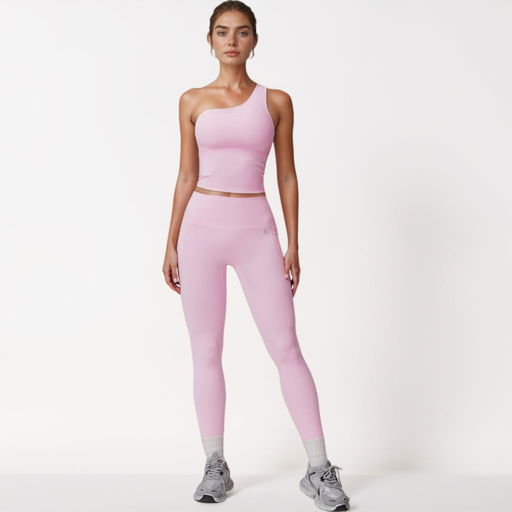 Anna-Kaci Active Women's One Shoulder Cropped Active Tank Top with Asymmetrical Neckline