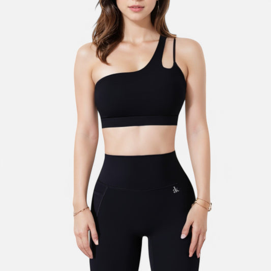 Anna-Kaci Women's One Shoulder Cutout Sports Bra